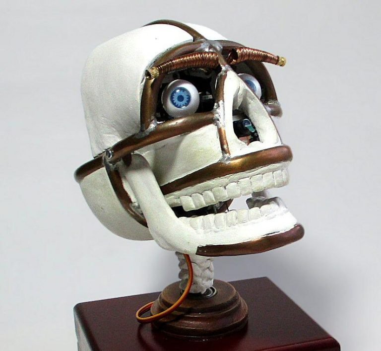 This skull-like android head was made to mimic human expressions