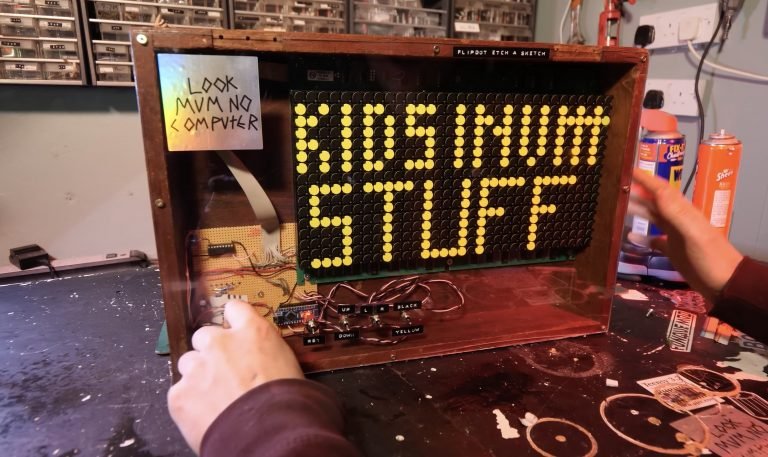 This flip-dot display acts like an Etch A Sketch